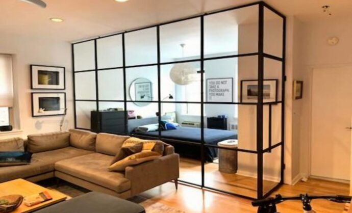 Industrial Style Black Framed Partition-Photo №67
