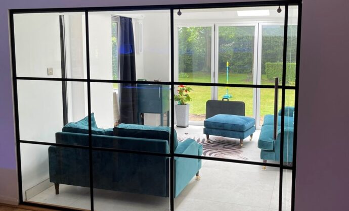 Industrial Style Black Framed Partition-Photo №47