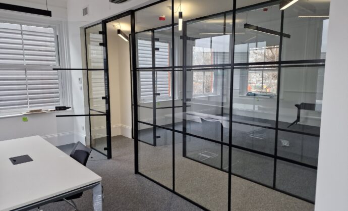 Industrial Style Black Framed Partition-Photo №26