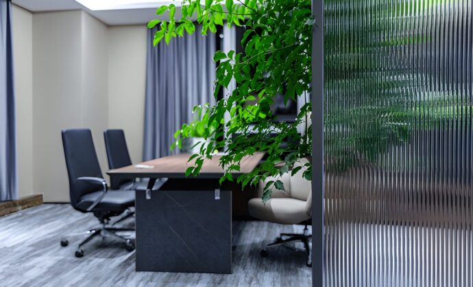 Textured glass partition-Kova Partitions